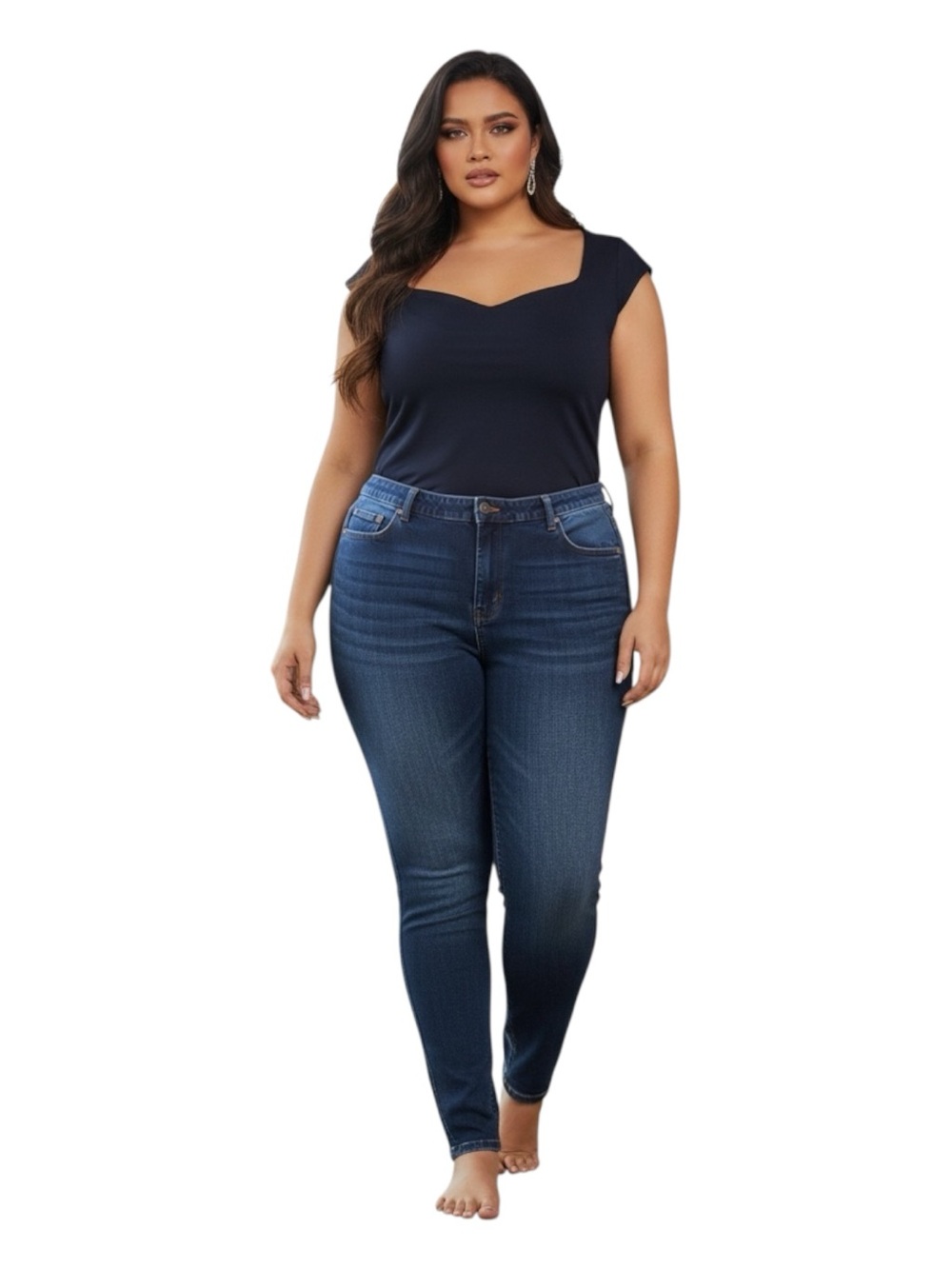 Old Navy Plus Size 22 Navy Blue Rockstar Super Skinny Jeans Mid-Rise
